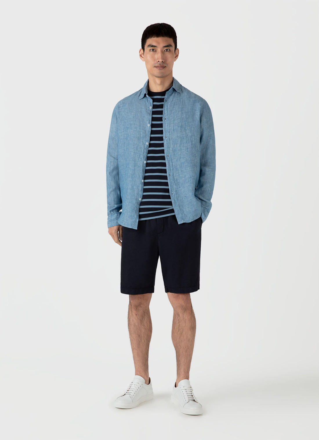 Men's Classic T-shirt in Navy/Como Blue Breton Stripe