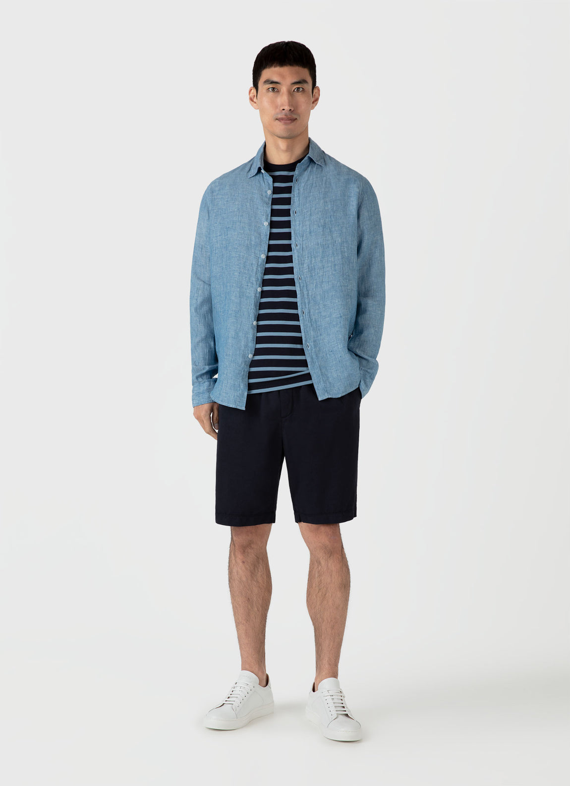 Men's Classic T-shirt in Navy/Como Blue Breton Stripe