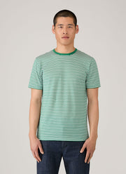 Men's Classic T-shirt in White/Bright Green English Stripe