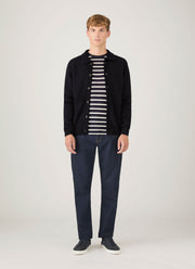 Men's Long Sleeve Classic T-shirt in Navy/Ecru Breton Stripe