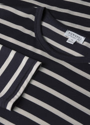 Men's Long Sleeve Classic T-shirt in Navy/Ecru Breton Stripe