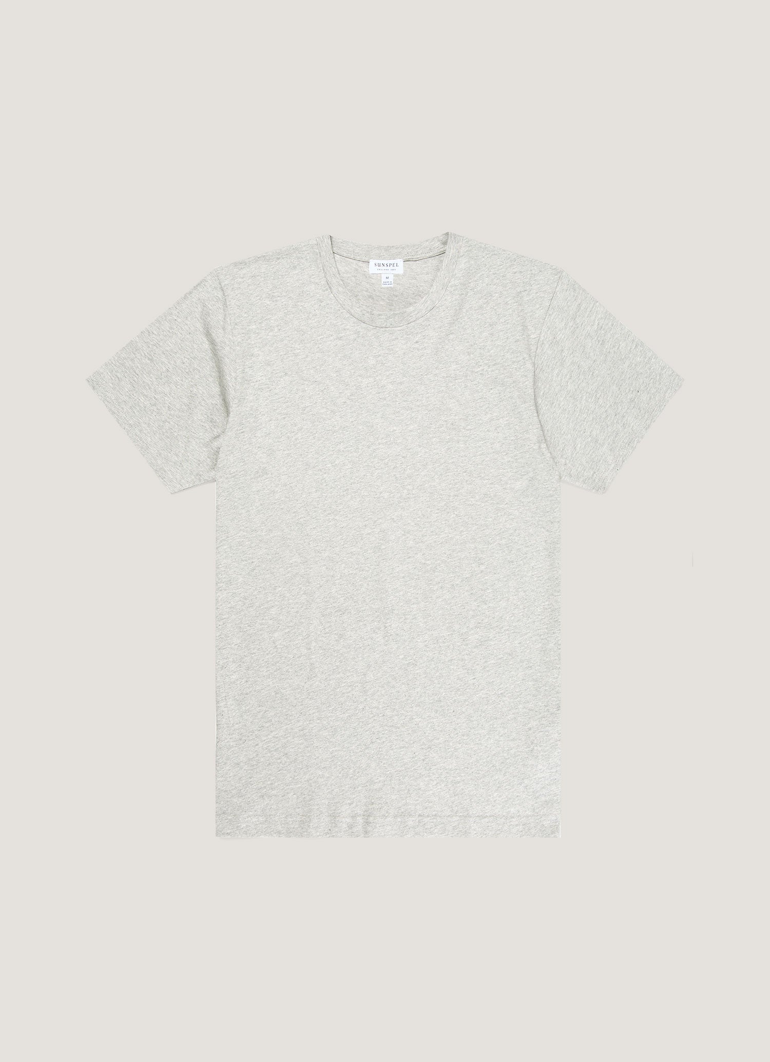 Men's Riviera Midweight T-shirt in Grey Melange | Sunspel
