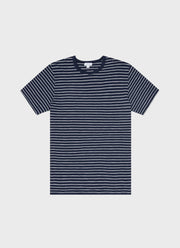 Men's Cotton Linen T-shirt in Navy/Off White