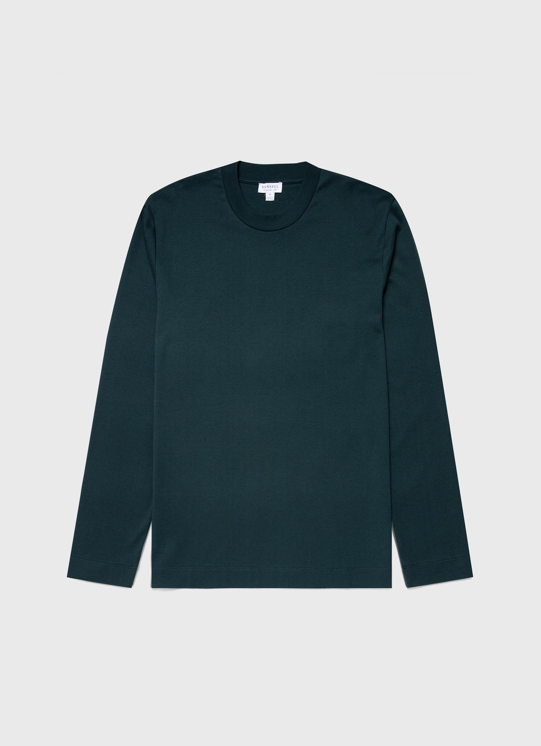Men's Brushed Cotton Long Sleeve T-shirt in Peacock