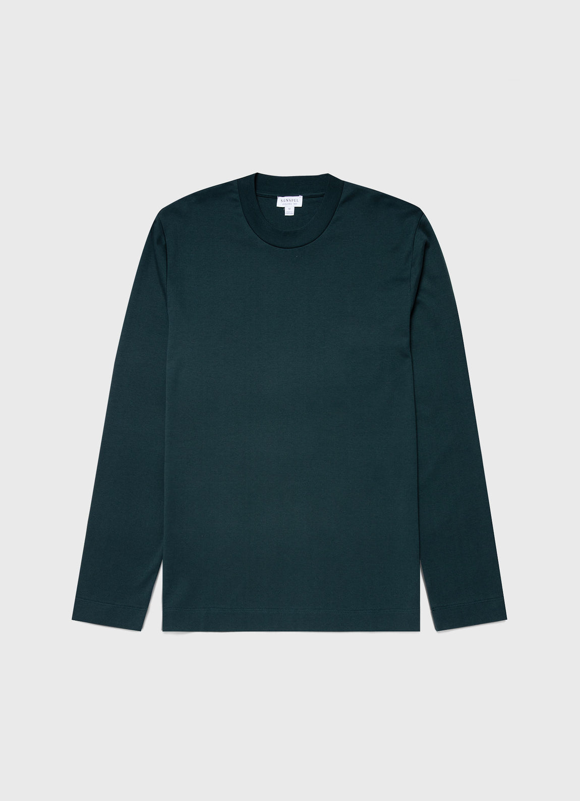 Men's Brushed Cotton Long Sleeve T-shirt in Peacock