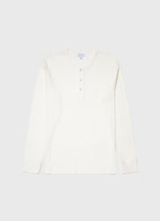 Men's Long Sleeve Waffle Henley in Ecru
