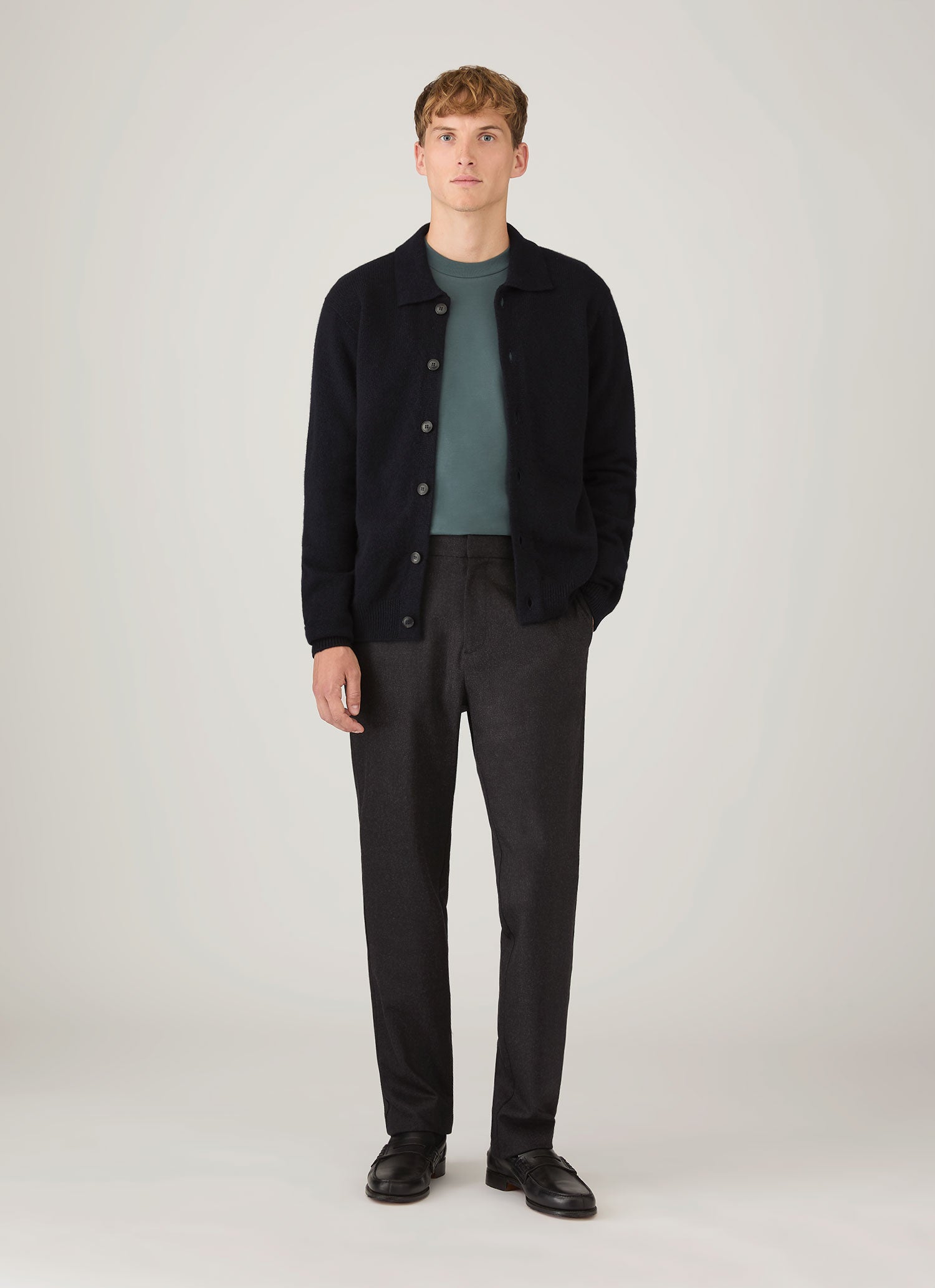 Men's Long Sleeve Heavyweight T-shirt in Dark Petrol