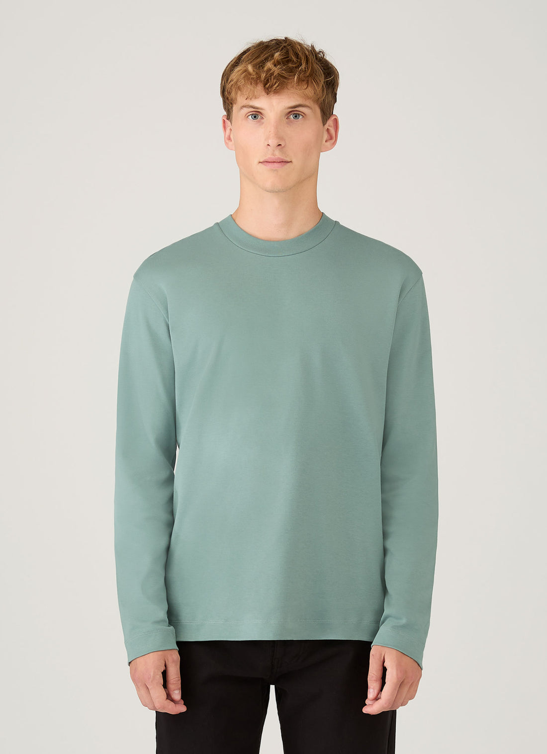 Men's Long Sleeve Heavyweight T-shirt in Steel Green