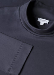 Men's Roll Neck Heavyweight T-shirt in Navy