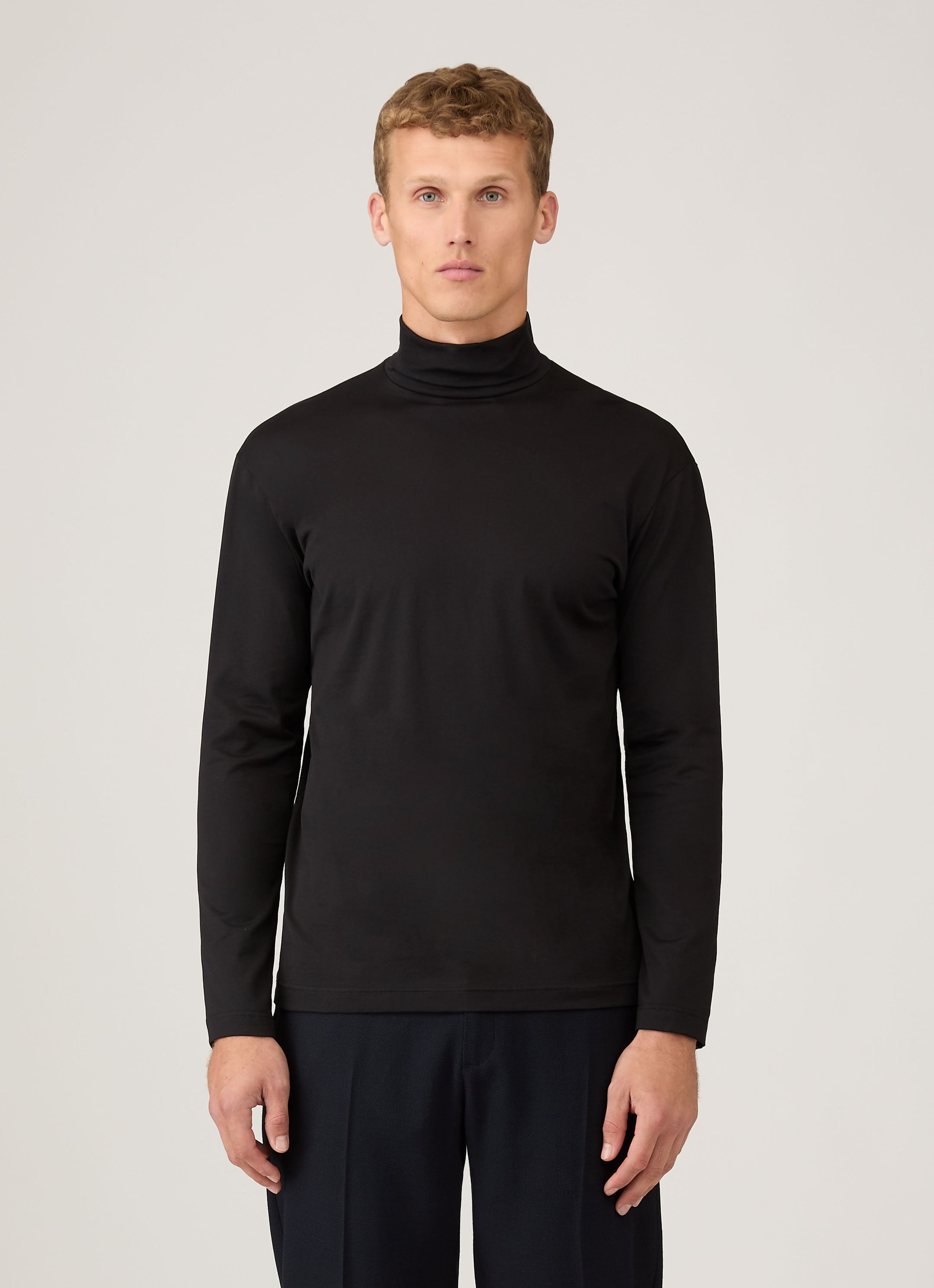 Men's Long Sleeve Roll Neck in Black