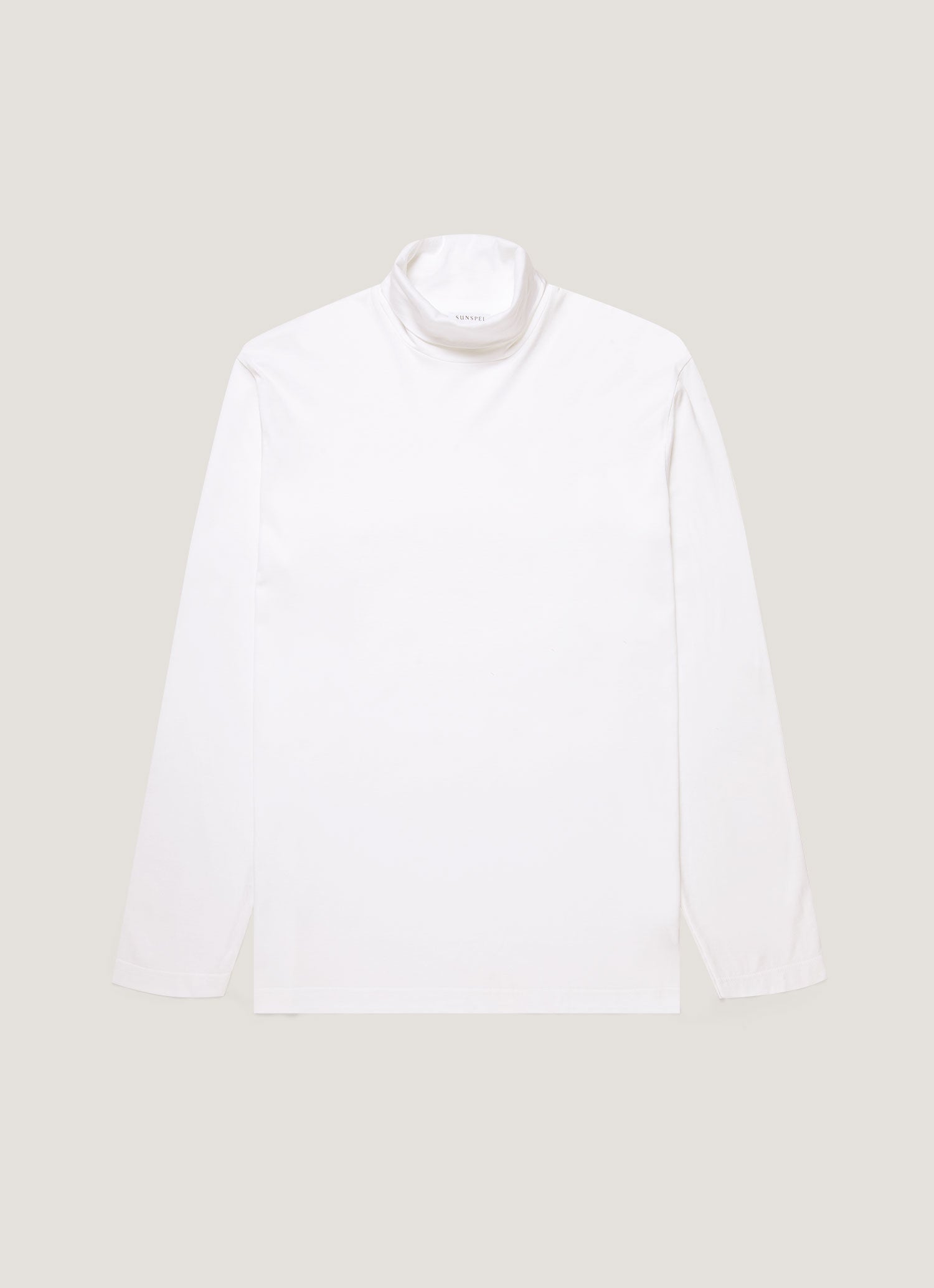 Men's Roll Neck Heavyweight T-shirt in White Sunspel