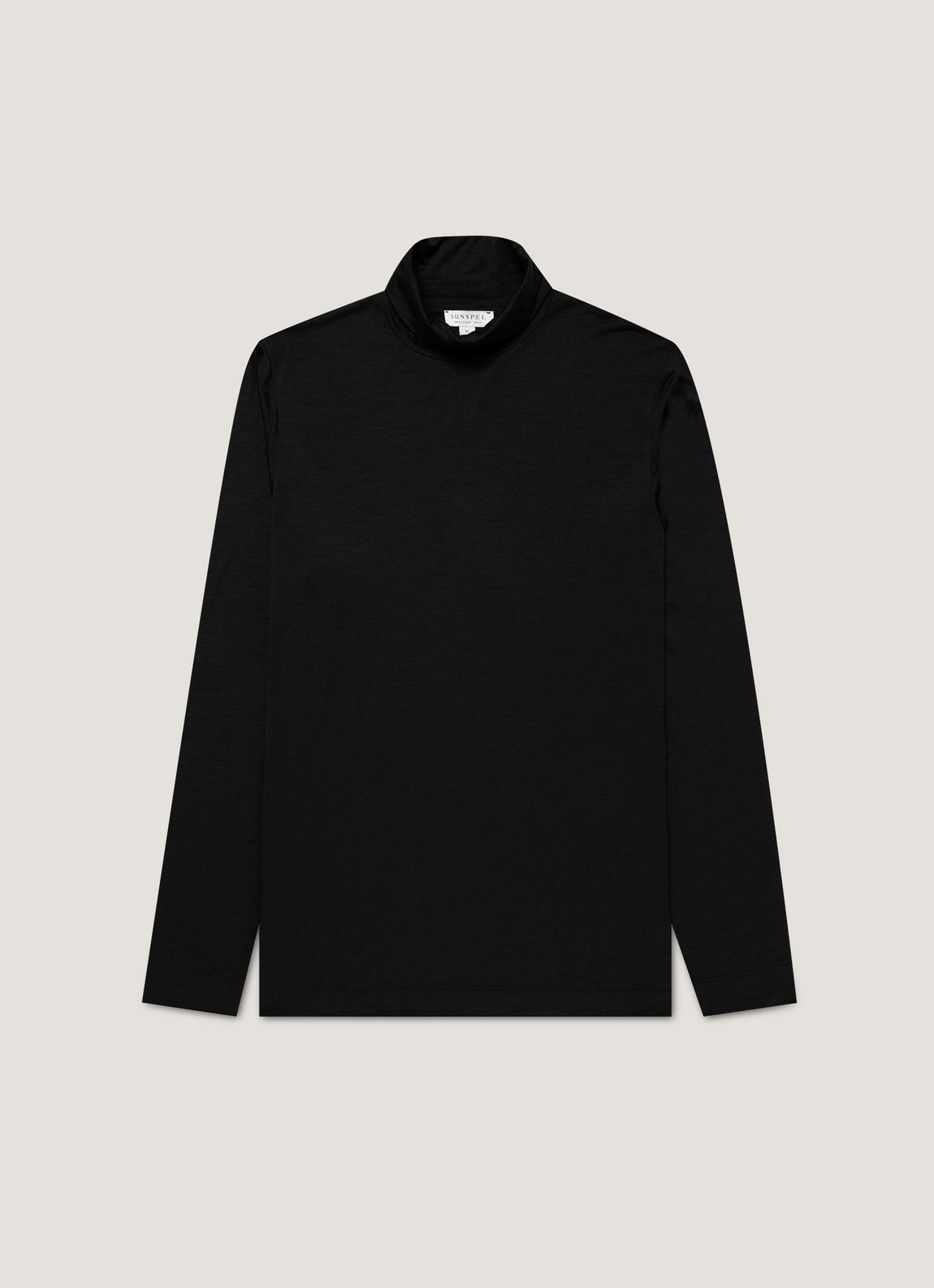 Men's Ultra-Fine Merino Roll Neck in Black