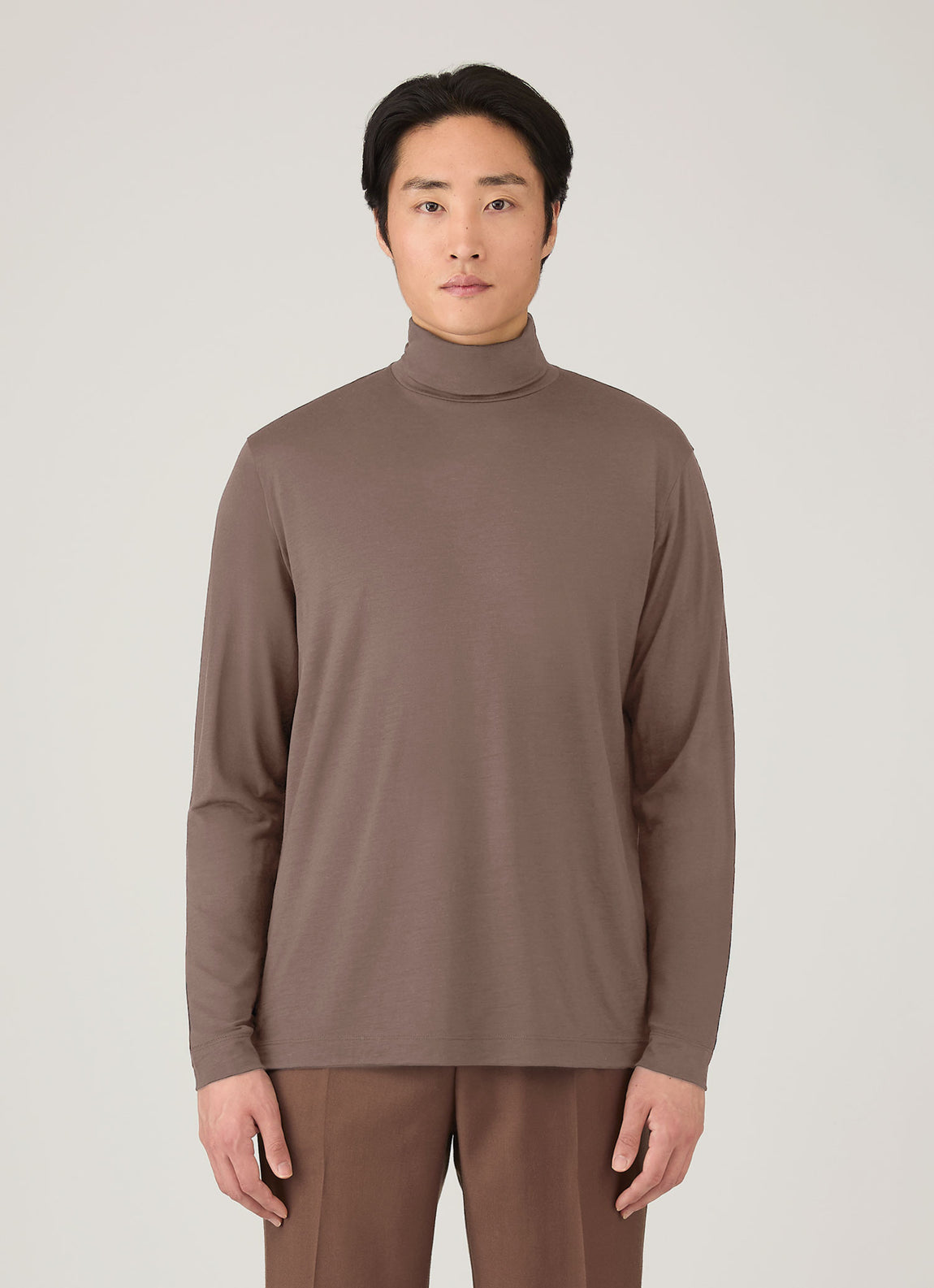 Men's Ultra-Fine Merino Roll Neck in Sandstone