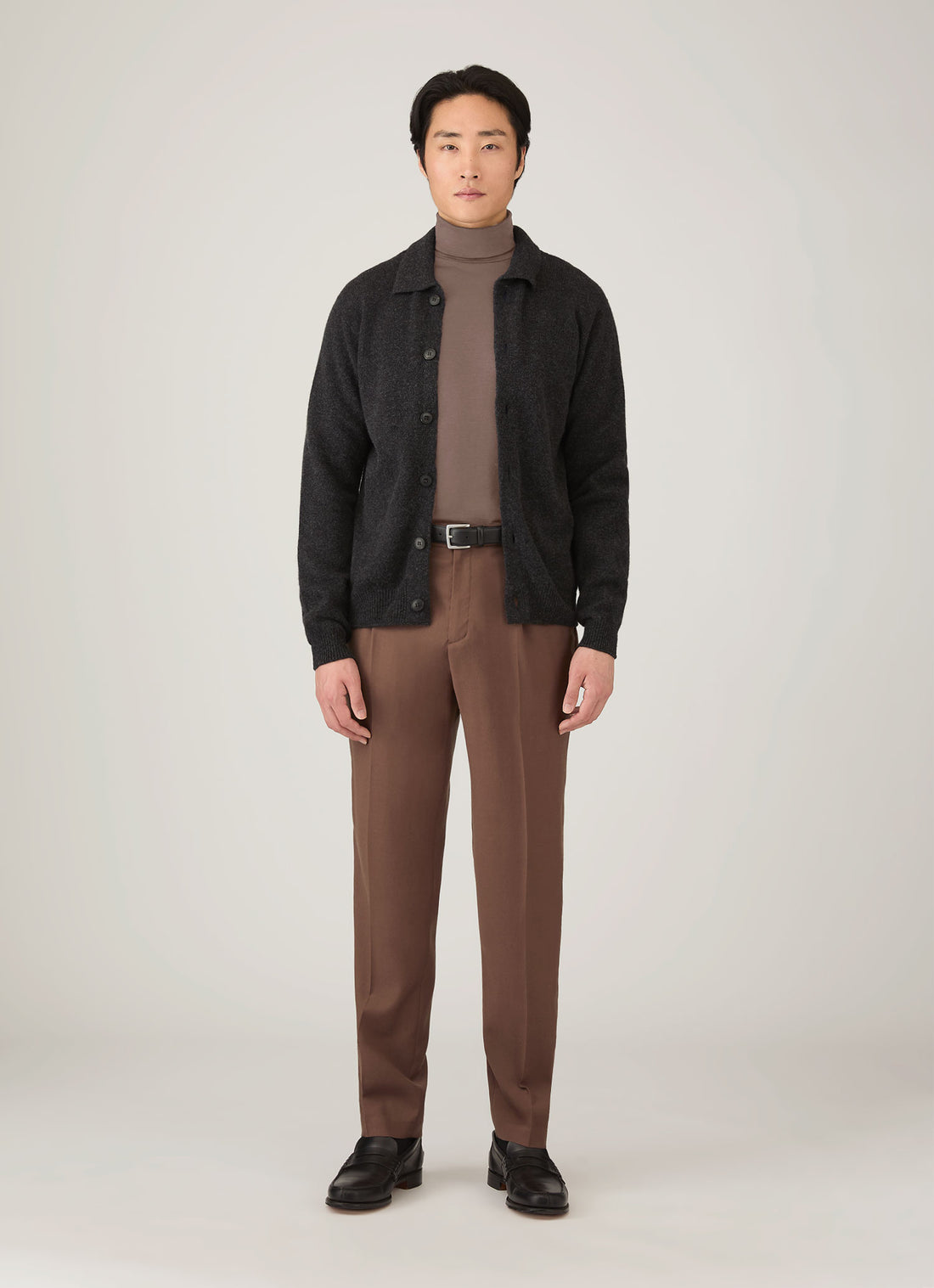 Men's Ultra-Fine Merino Roll Neck in Sandstone