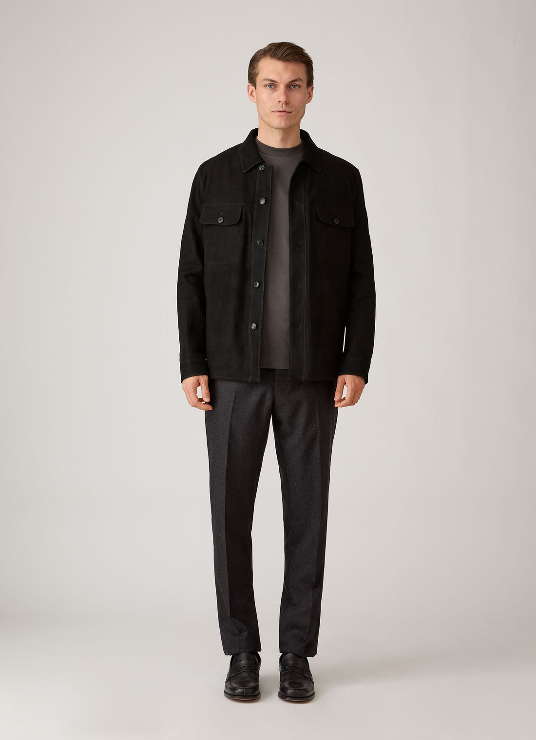 Men's Brushed Cotton T-shirt in Anthracite