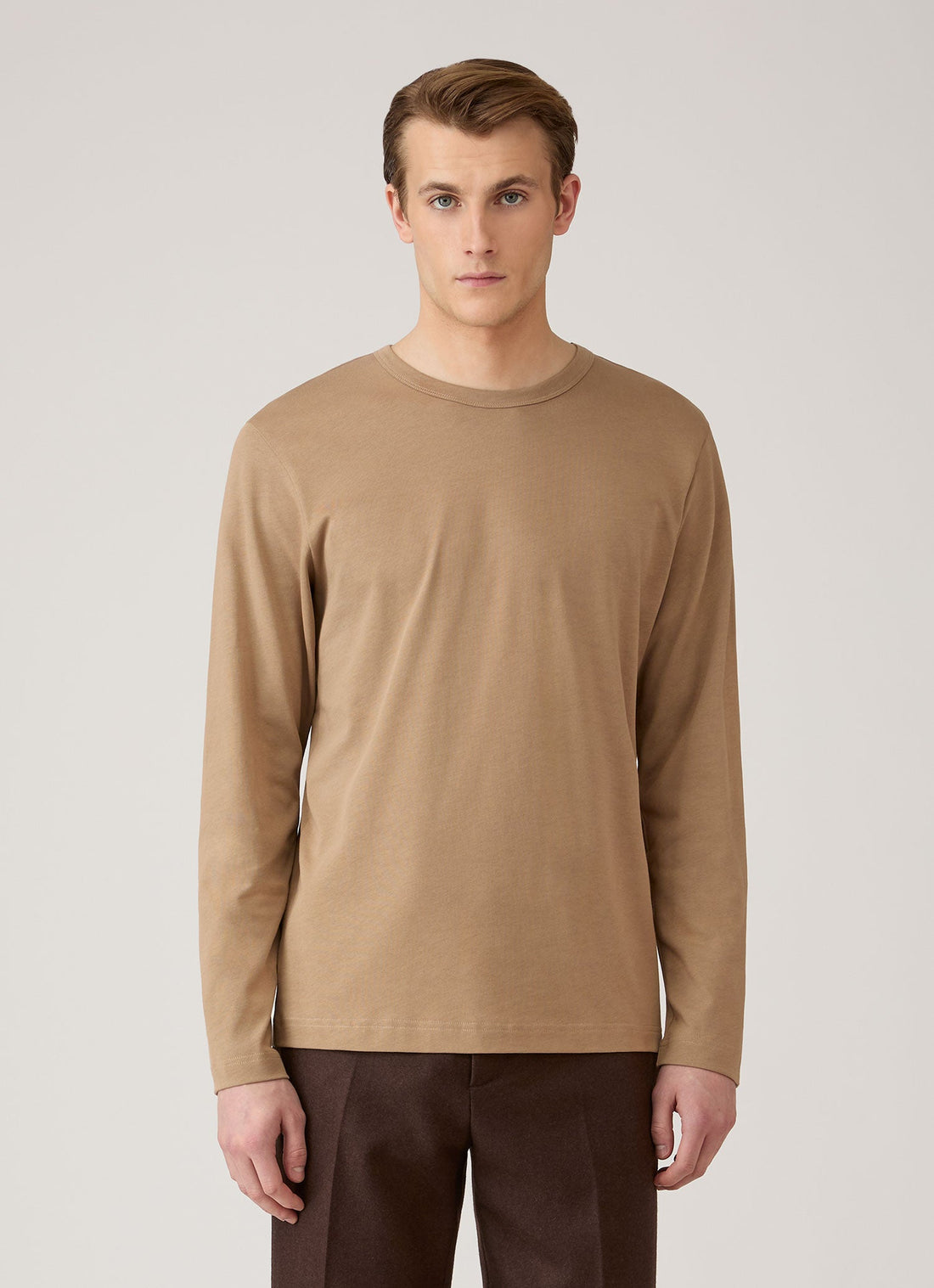 Men's Long Sleeve Heavyweight Classic T-shirt in Dark Beige
