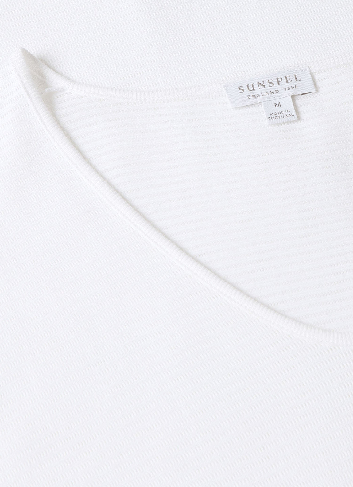 Men's Cellular Cotton V-neck Underwear T-shirt in White