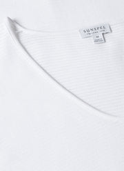Men's Cellular Cotton V-neck Underwear T-shirt in White