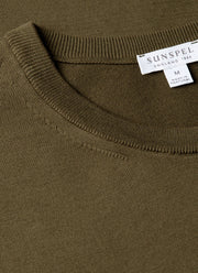 Men's Sea Island Cotton Knit T-shirt in Deep Olive