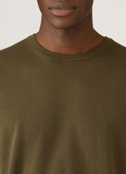 Men's Sea Island Cotton Knit T-shirt in Deep Olive
