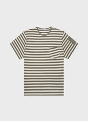 Men's Sunspel x Nigel Cabourn T-shirt in Army Green/Stone White