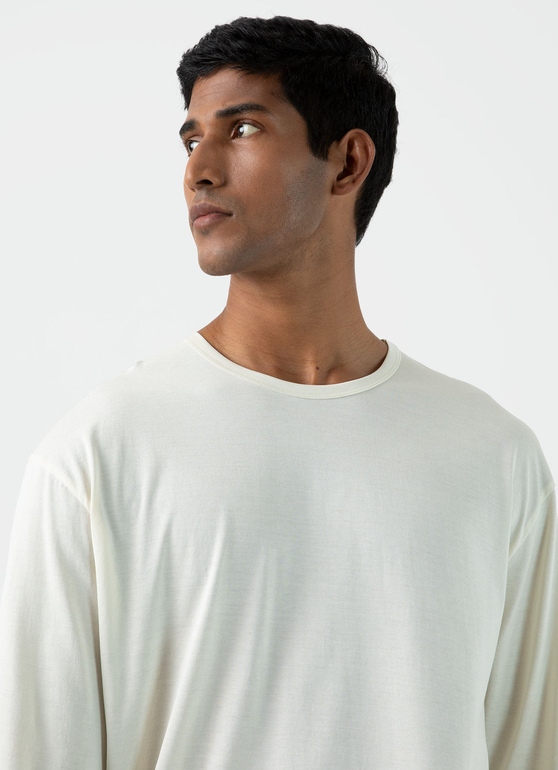 Men's Sunspel x Nigel Cabourn Long Sleeve T-shirt in Stone White