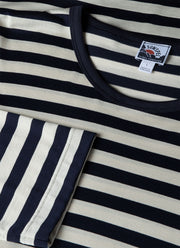 Men's Sunspel x Nigel Cabourn Long Sleeve T-shirt in Navy/Stone White