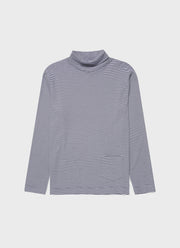 Men's Sunspel x Nigel Cabourn Carbon Brushed Roll Neck in Navy/White