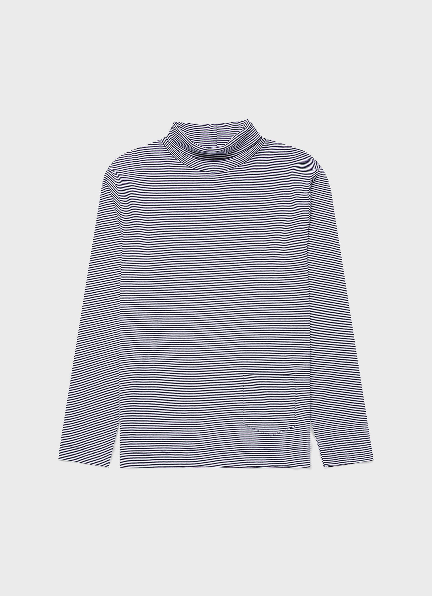 Men's Sunspel x Nigel Cabourn Carbon Brushed Roll Neck in Navy/White