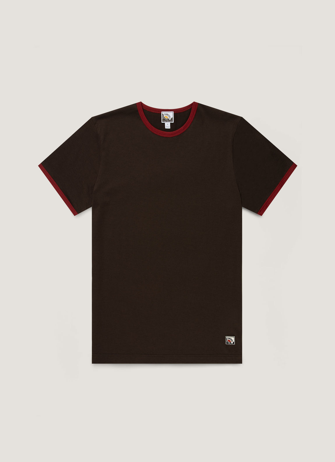 Men's Sunspel x Paul Weller Ringer T-shirt in Dark Brown