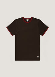 Men's Sunspel x Paul Weller Ringer T-shirt in Dark Brown