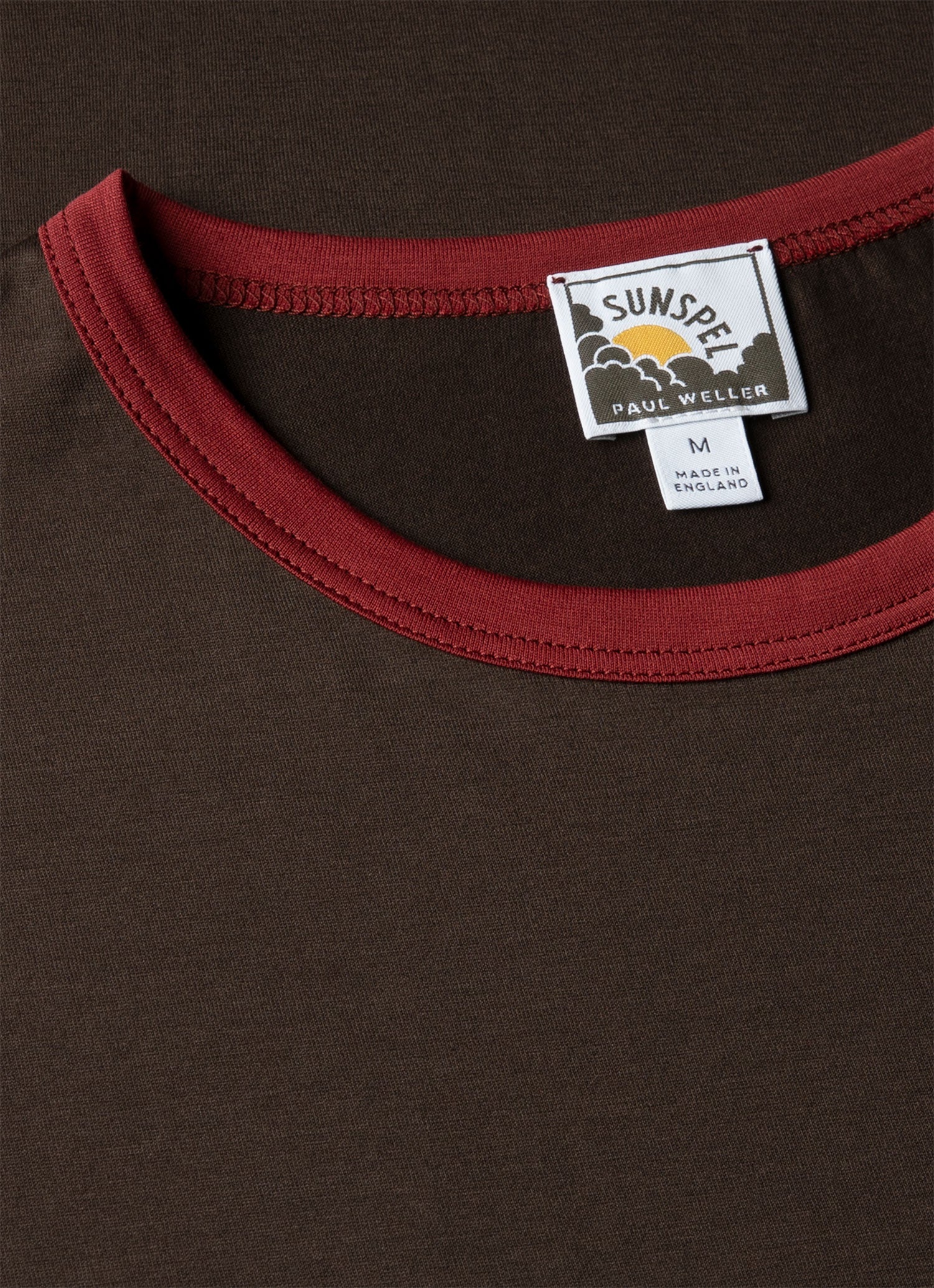 Men's Sunspel x Paul Weller Ringer T-shirt in Dark Brown
