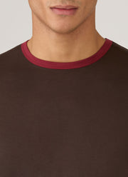 Men's Sunspel x Paul Weller Ringer T-shirt in Dark Brown