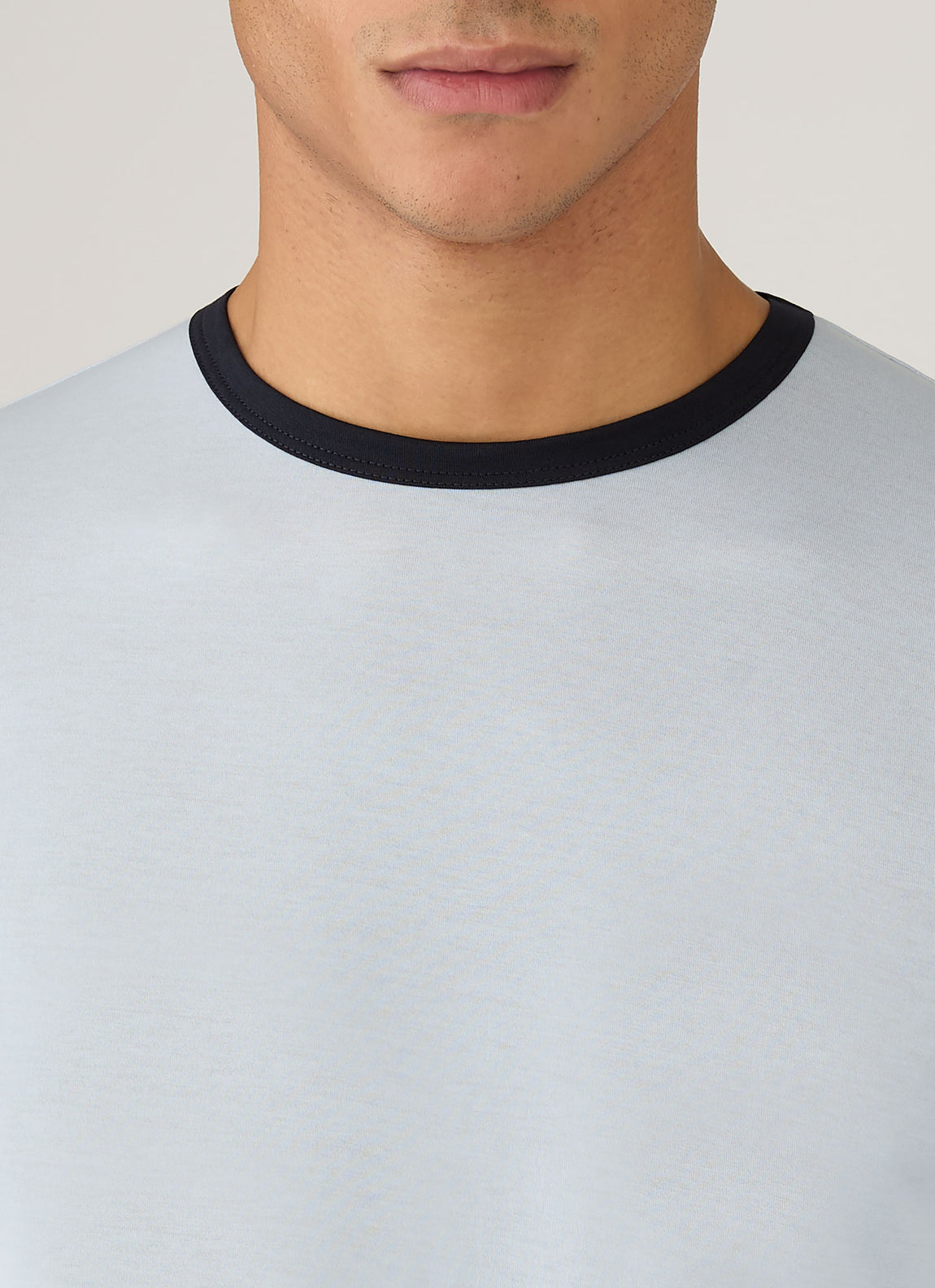 Men's Sunspel x Paul Weller Ringer T-shirt in Ice Blue