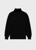 Men's WM Brown Aran Roll Neck in Dark Navy Mouline