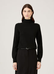 Women's Lambswool Funnel Neck Jumper in Black