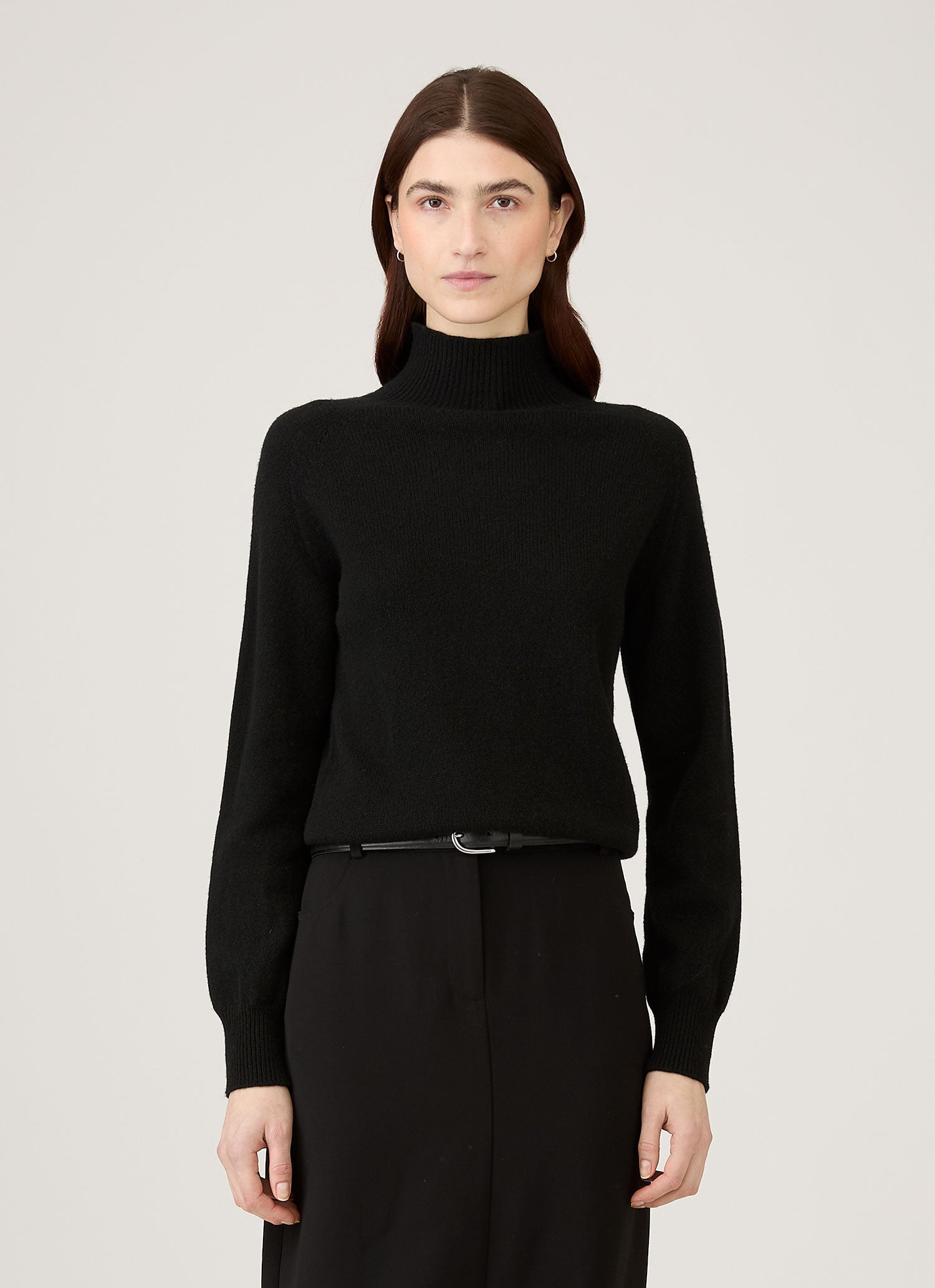 Women's Lambswool Funnel Neck Jumper in Black