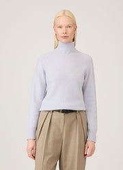 Women's Lambswool Funnel Neck Jumper in Ice Blue
