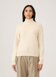 Women's Lambswool Funnel Neck Jumper in Ecru