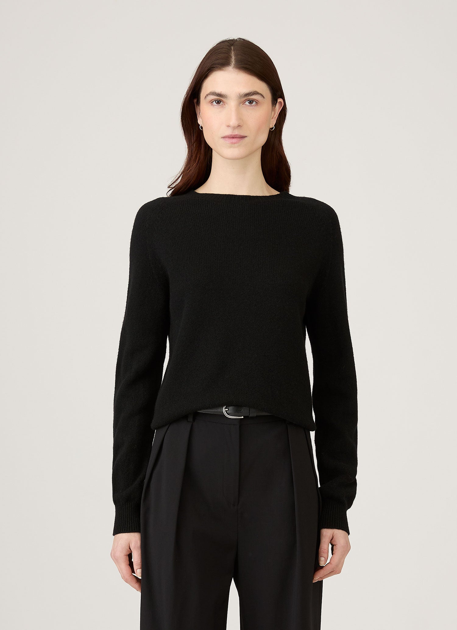 Women's Lambswool Crew Neck Jumper in Black