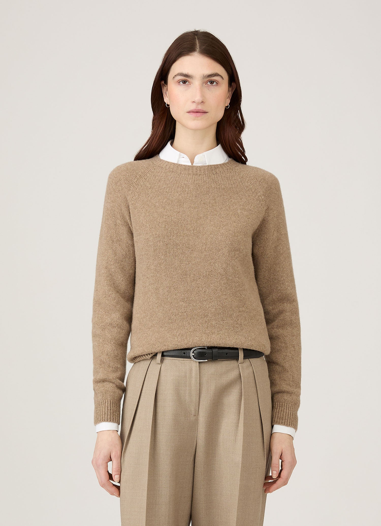 Women's Lambswool Crew Neck Jumper in Mink