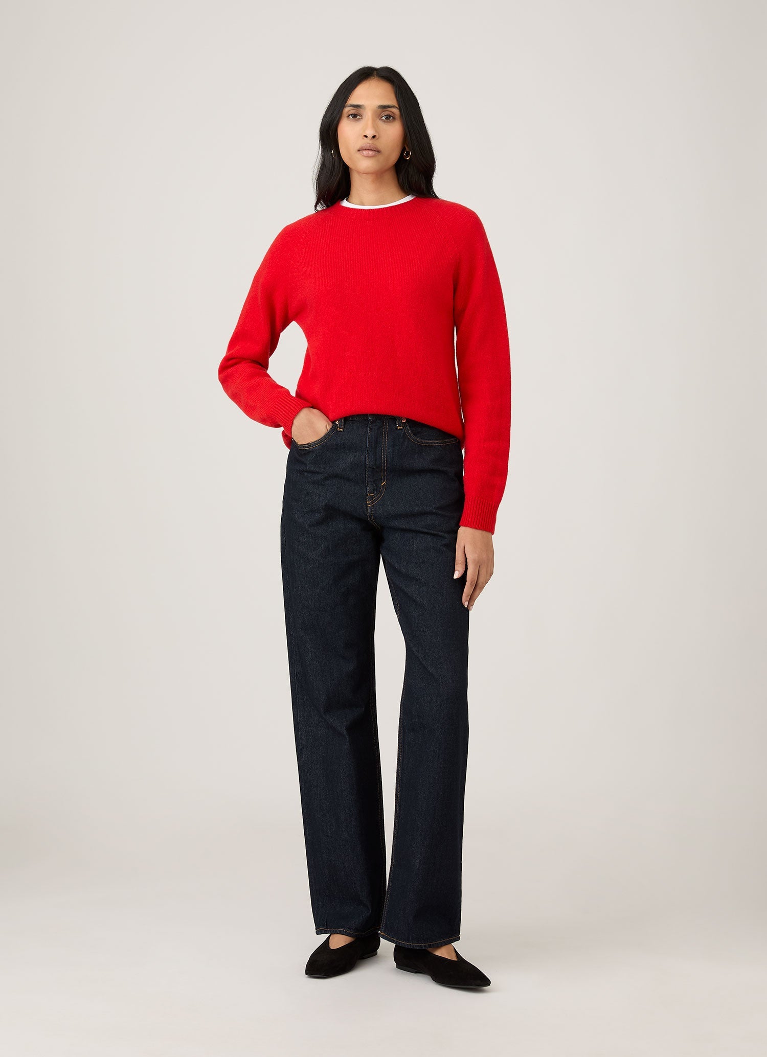 Women's Lambswool Crew Neck Jumper in Bright Red