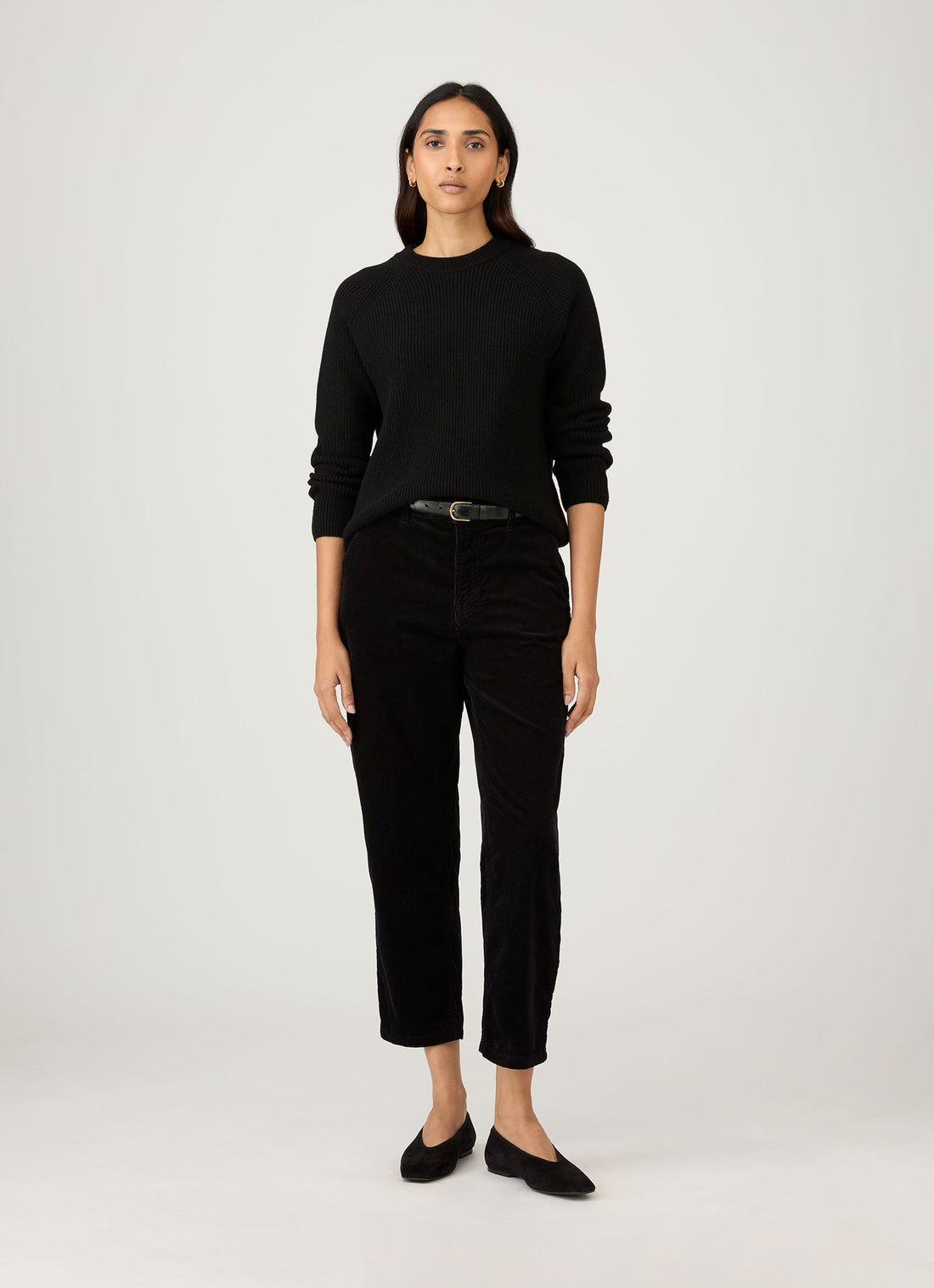 Women's Wool Cashmere Rib Jumper in Black