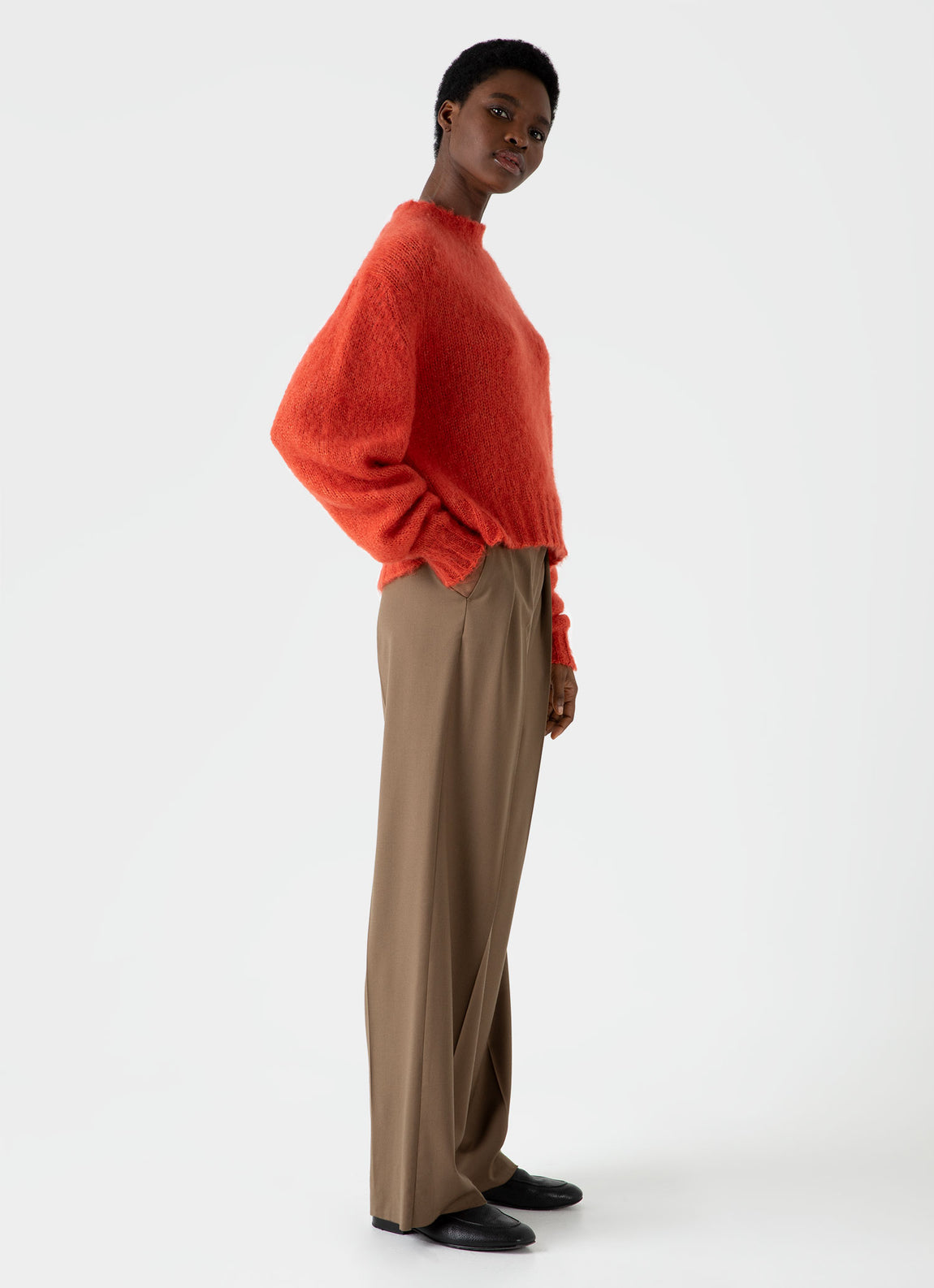 Women's Mohair Crew Neck Jumper in Magma