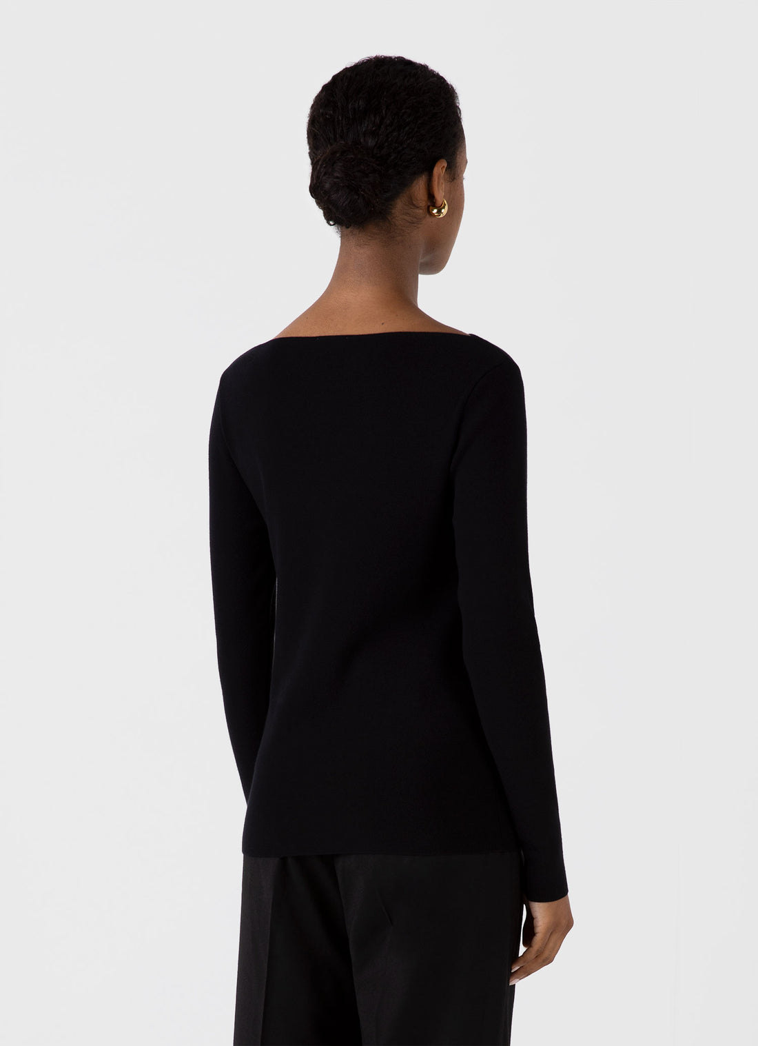 Women's Viscose Slash Neck Top in Black