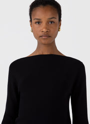 Women's Viscose Slash Neck Top in Black