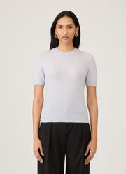 Women's Cashmere T-Shirt in Ice Blue