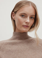 Women's Lambswool Funnel Neck Jumper in Mink
