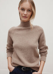 Women's Lambswool Funnel Neck Jumper in Mink