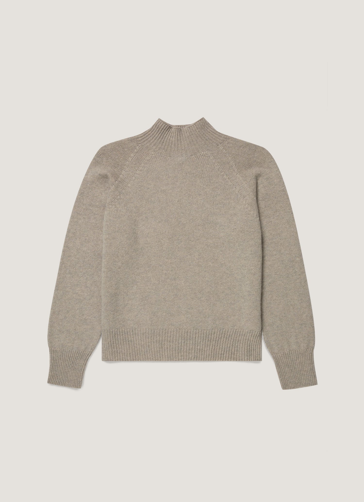 Women's Lambswool Funnel Neck Jumper in Dove Grey Melange